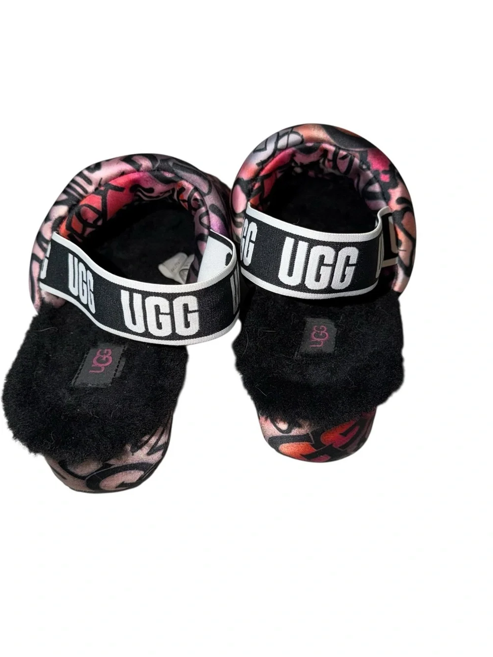 UGG Graffiti Quilted Slide Sandals in Pink, Orange & Black